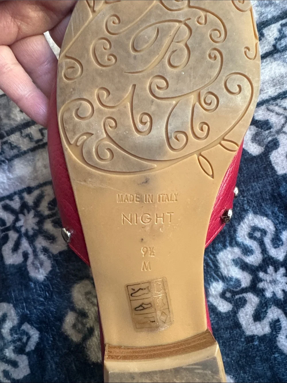 Brighton made in Italy Red Leather Stud Slide Mules - Picture 8 of 11